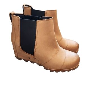 Sorel Joan of Arctic Wedge II Camel Waterproof Leather Women's 10.5 Bootie Boot